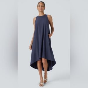 HALARA Breezefull Pocket Navy High Low Dress
